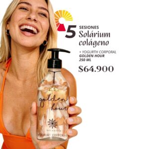 5 sesiones solárium colágeno + Yogurth Corporal Golden hour 250 ml